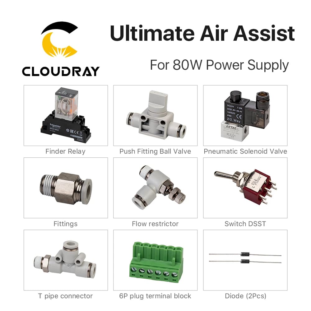 Cloudray Ultimate Air Assist Set pour laser CO2 maximisez la qualité de découpe et de gravure avec l