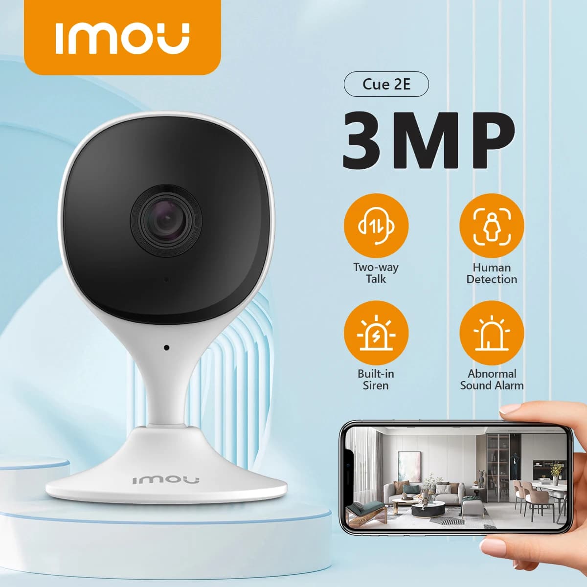 IMOU Cue 2E 3MP Wifi caméra de sécurité intérieure bébé moniteur détection humaine Vision nocturne c