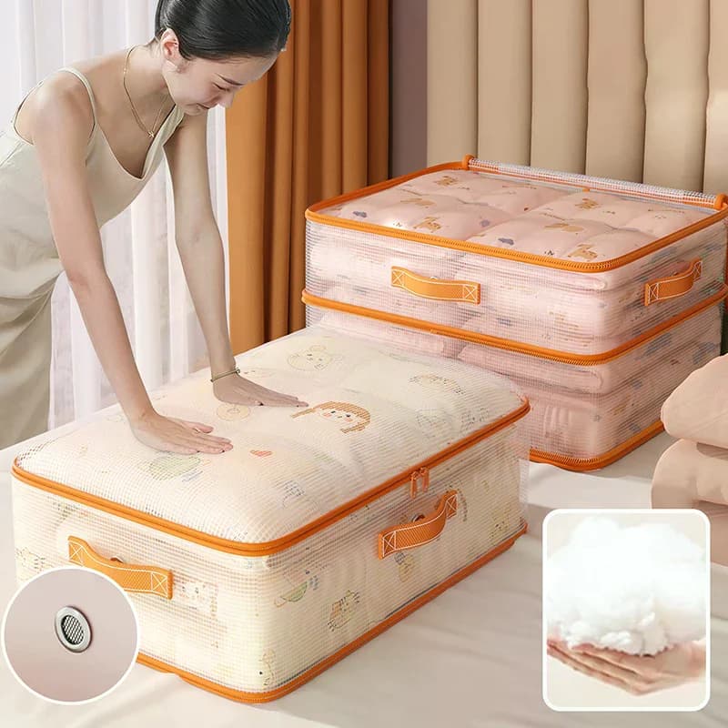 Sac de rangement transparent pour vêtements, sac de rangement en plastique pour couvertures avec fer