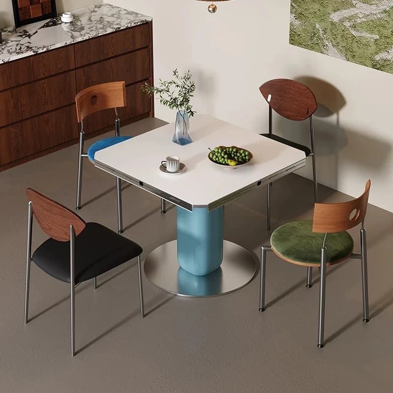 Table à manger extensible ronde italienne, table de cuisine, table à café, 6 chaises, table pliante