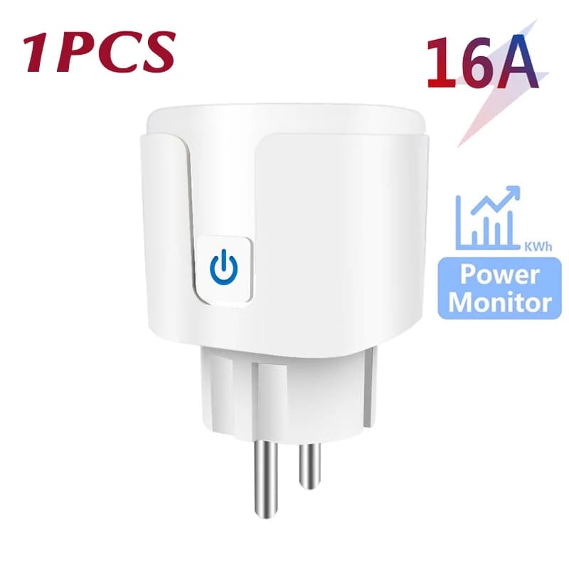 Prise intelligente WiFi Tuya 16A/20A EU avec moniteur de puissance, minuterie, compatible Smart Life