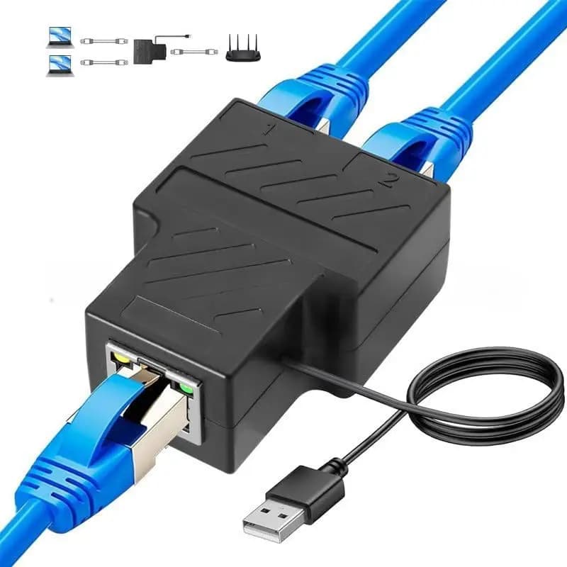 Répartiteur Ethernet 1 à 2 RJ45 100Mbps pour Port Touriste, Câble de Réseau Simultané sur 2 Formateu