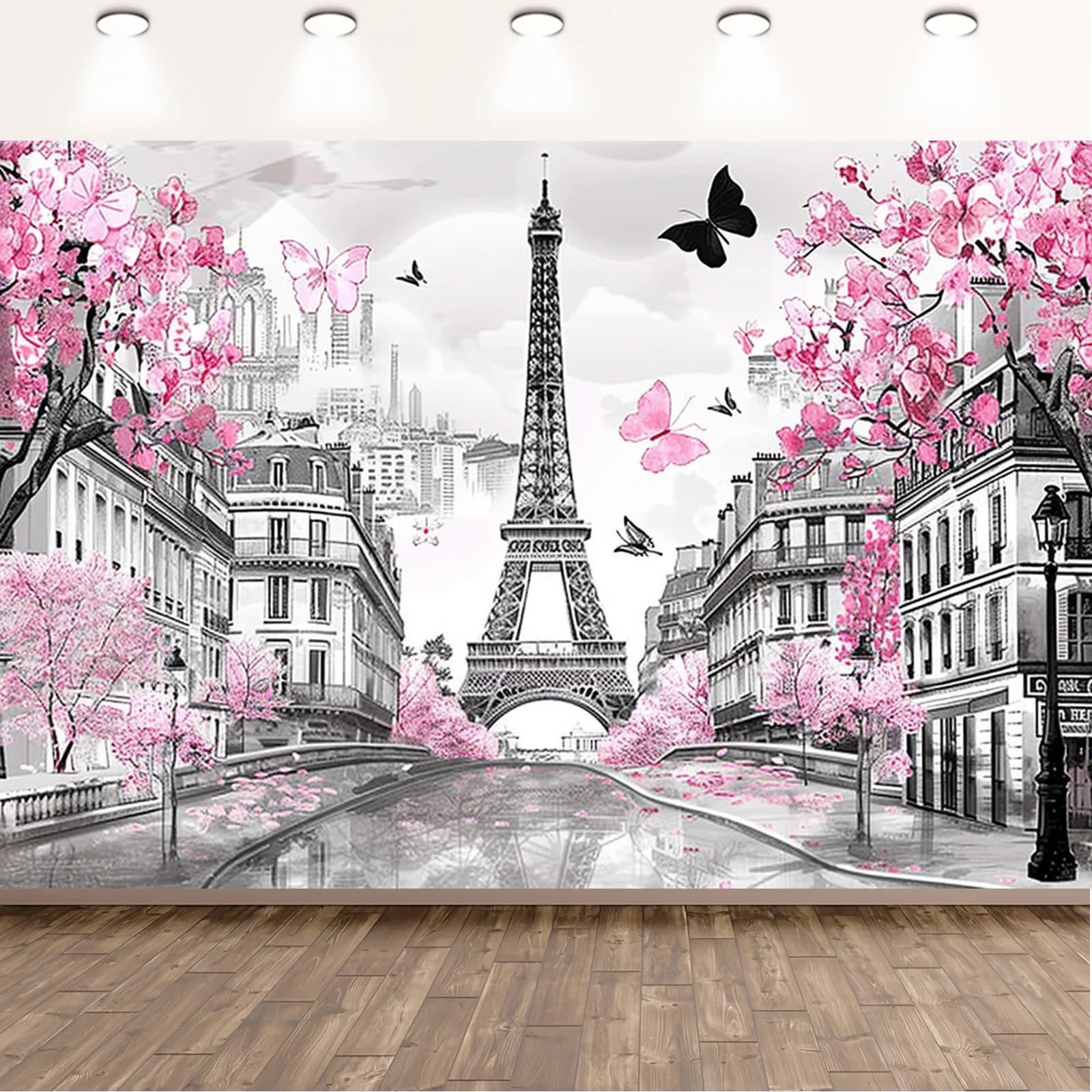 Bannière de fond Paris Tour Eiffel, adaptée au pendaison de crémaillère, anniversaire et diverses fê