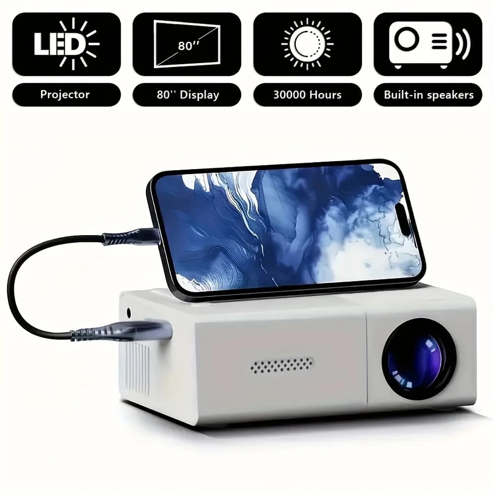 Projecteur de bureau, projecteur de cinéma maison, prend en charge le partage d'écran de smartphone,