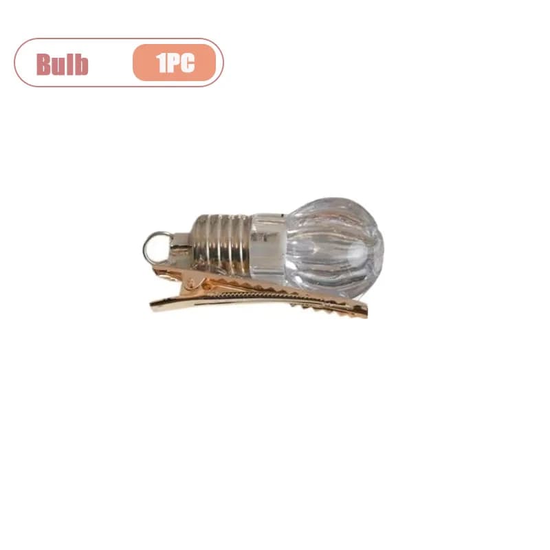 Pince à cheveux avec ampoule LED pour femmes, épingle à cheveux amusante et brillante, frange cligno
