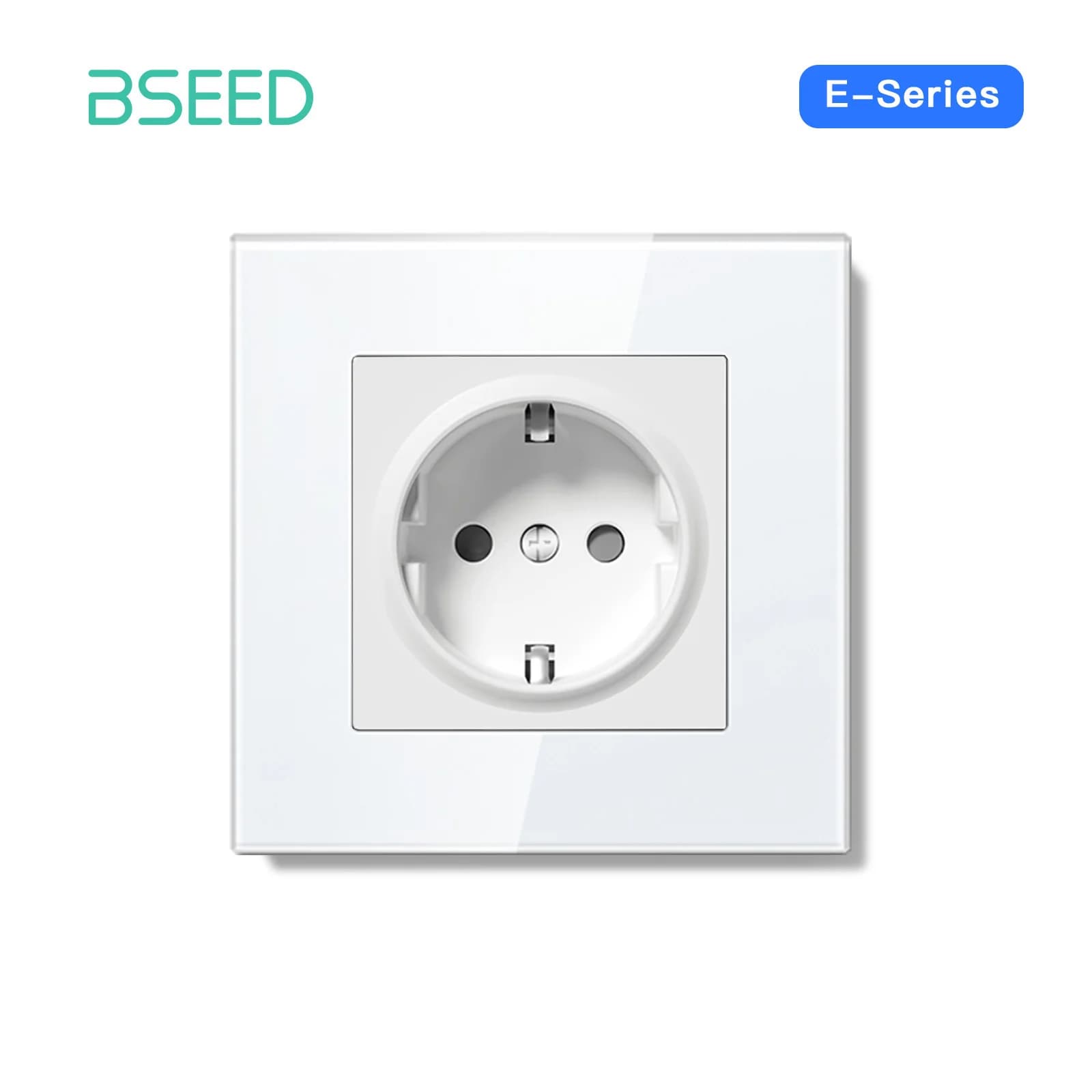 BSEED Prise murale double série E 16A EU 86mm, triple prises électriques en verre cristal, blanc, no