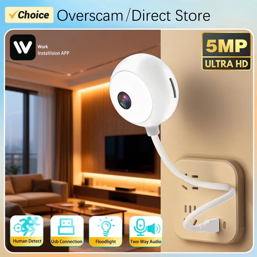 Mini caméra USB 5MP WiFi Audio Vidéo Détection de mouvement Petite caméra de sécurité intérieure Pri