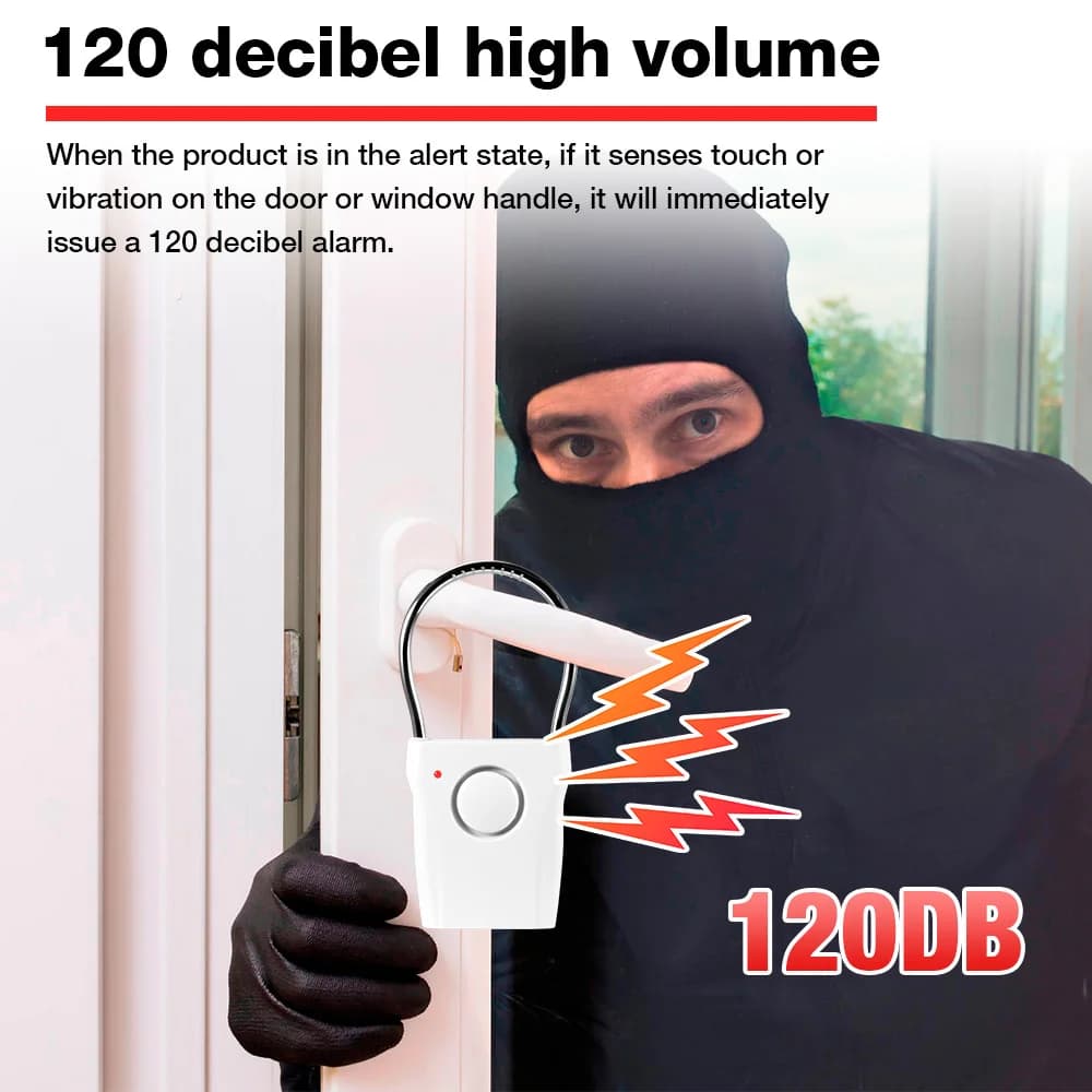 Alarme de poignée de porte 120dB avec réglages réglables, équipement d'alarme de sécurité de porte p