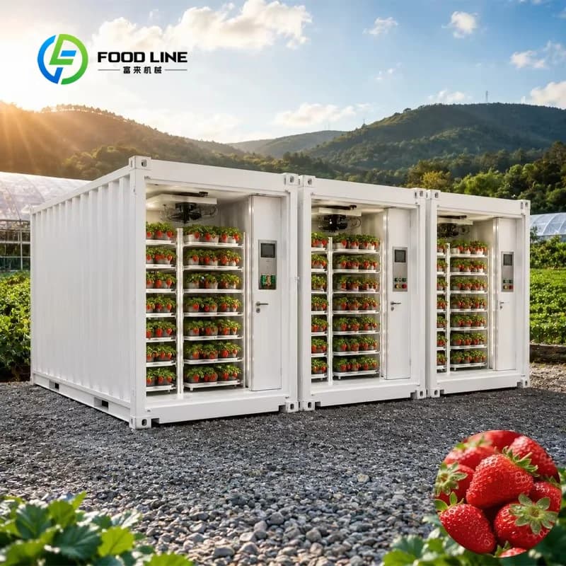 Solution clé en main pour ferme de fraises en conteneur, pour l'agriculture hydroponique intérieure