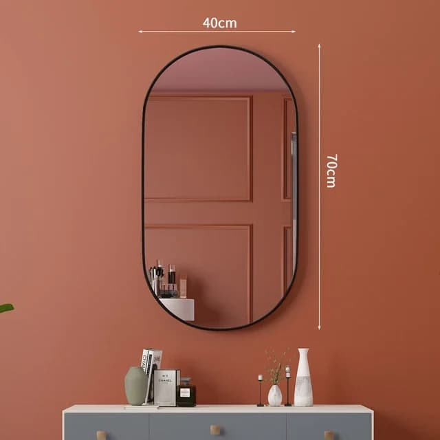 Miroir ovale doré mural pour salle de bain, miroir de vanité, rond, étanche, antidéflagrant, cosméti