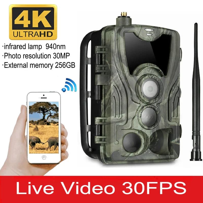Caméra de surveillance extérieure sans fil, diffusion en direct, 4G, 36MP, 4K, 30fps, HC801PRO, pièg