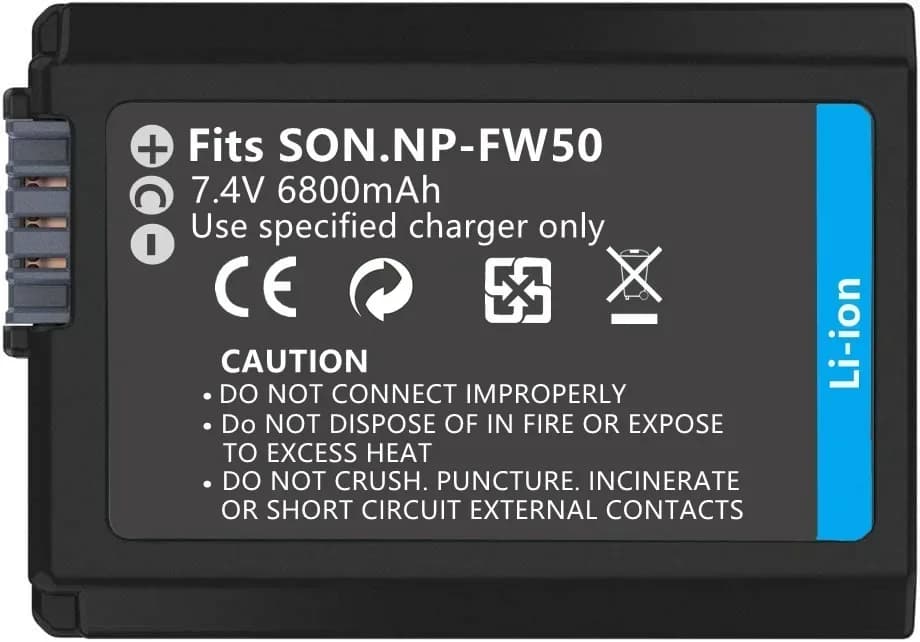 Ensemble de batteries pour appareil photo NP-FW50 6800mAh, Compatible avec Sony AlphaA6000,A6500,A63