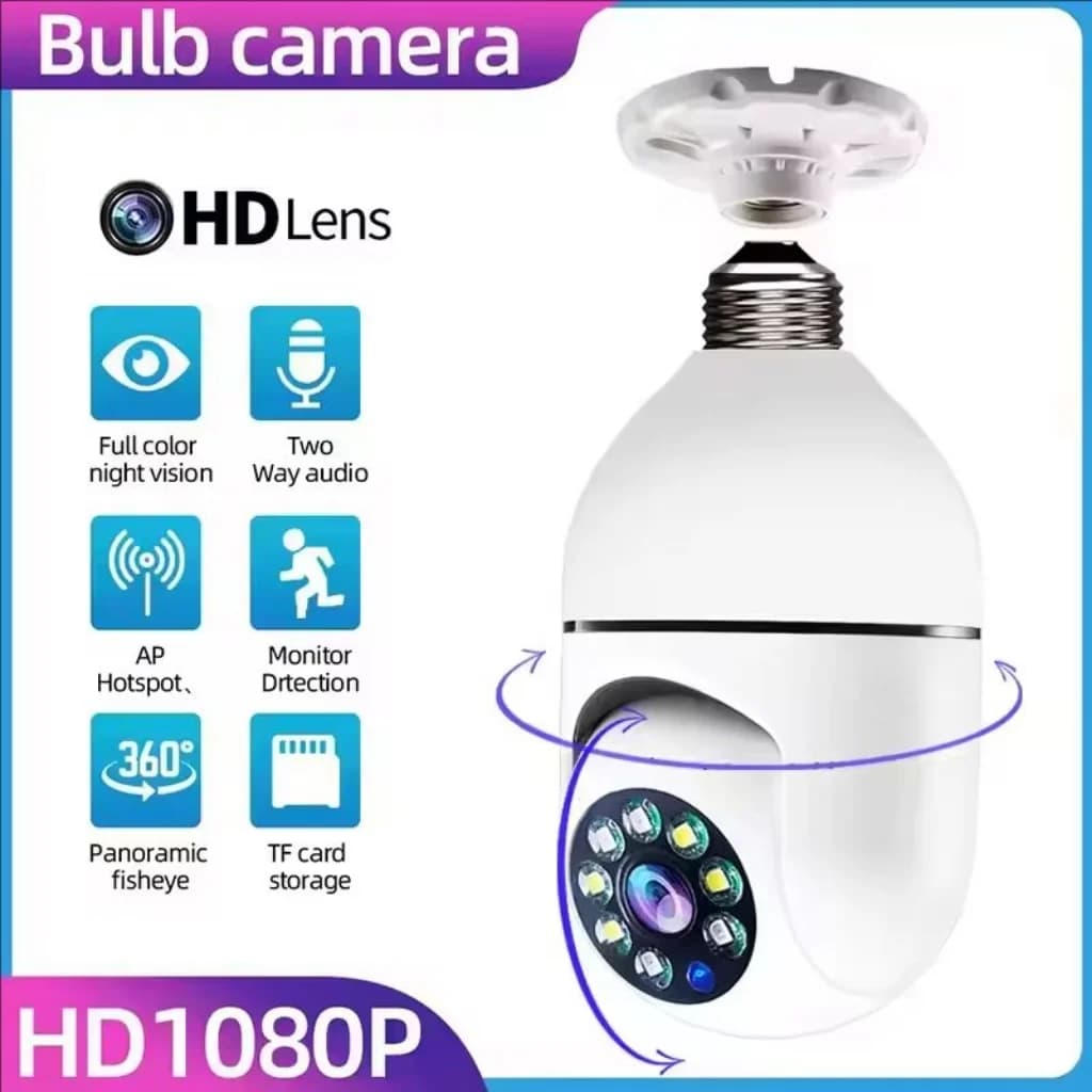 Ampoule E27 caméra de Surveillance couleur Vision nocturne automatique suivi humain Zoom moniteur de