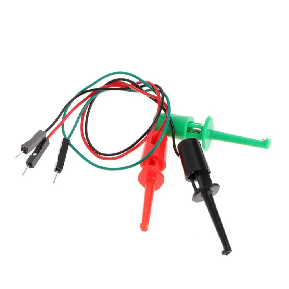 DuPont tête mâle 3 couleurs Test crochet pince sonde pour testeur électronique IC Grabber Crocodile