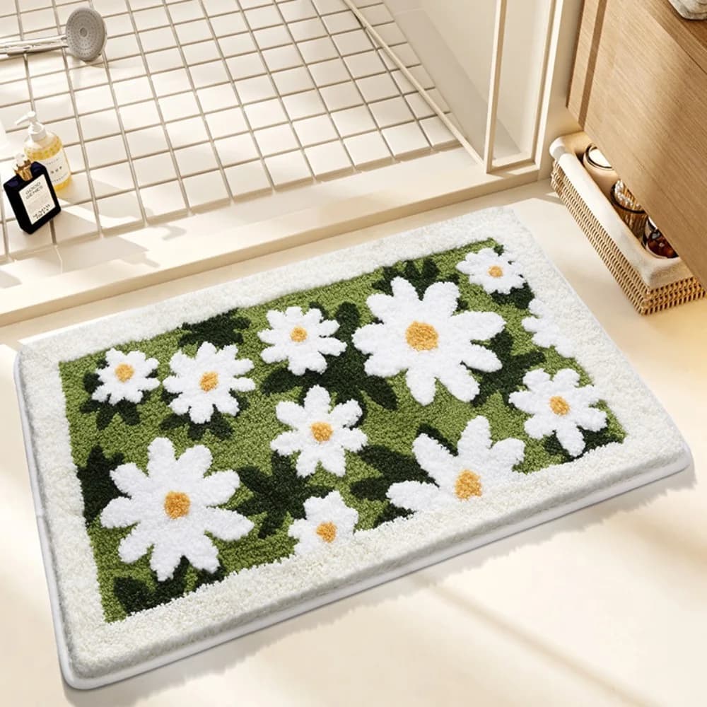 Petit tapis de sol de salle de bain à fleurs fraîches, minimaliste, moderne, doux, Durable, antidéra