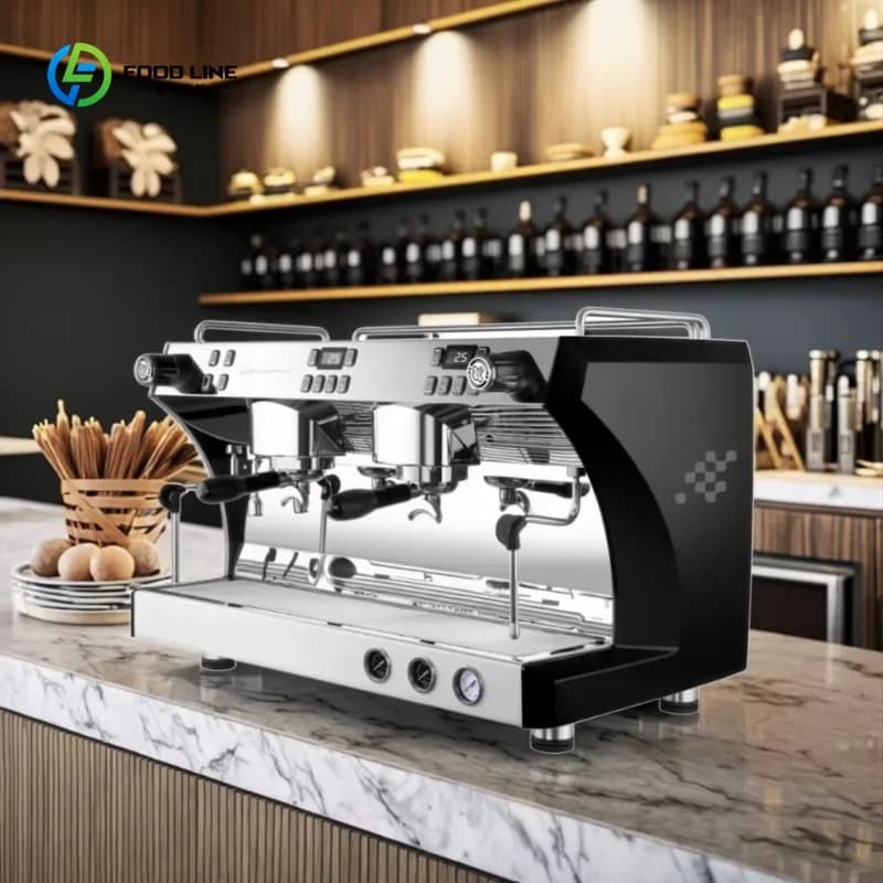 Machine à expresso professionnelle semi-automatique à deux groupes, personnalisable, pour usage comm