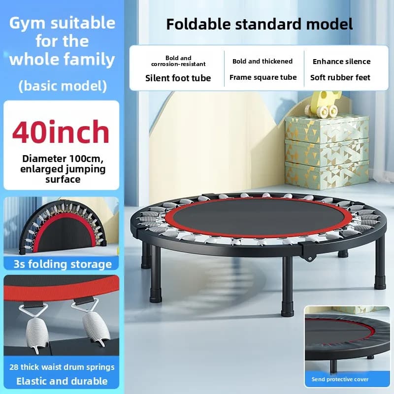 Trampoline de fitness à haute capacité de charge avec accoudoirs de sécurité anti-retournement, stab