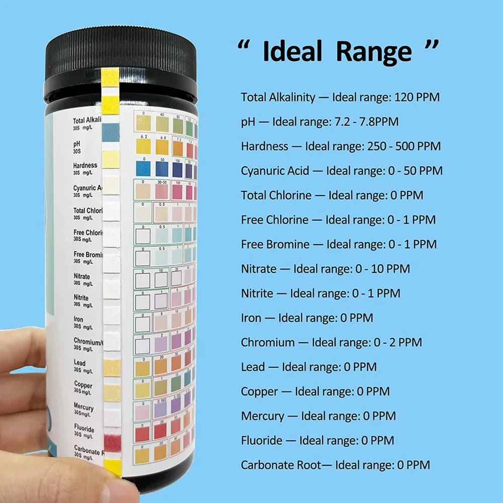 A68P-100PCS Kits de Test d'eau 16 en 1 bandelettes de Test d'eau potable bande de Test d'eau de robi