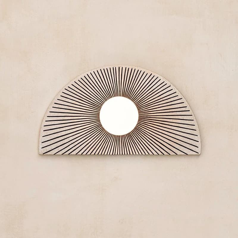 Lampe décorative murale en forme d'éventail rétro personnalisée, lampe en frêne pour chambre à couch