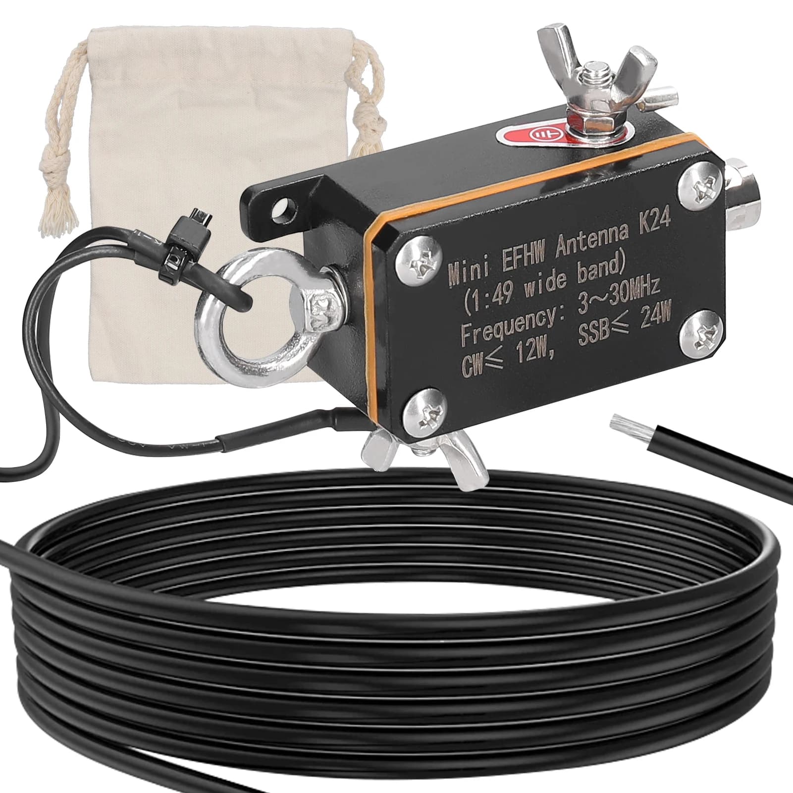 Antenne HF Ultra Portable 3-30 MHz Système EFHW avec Sac en Tissu - Déploiement Horizontal en V Inve