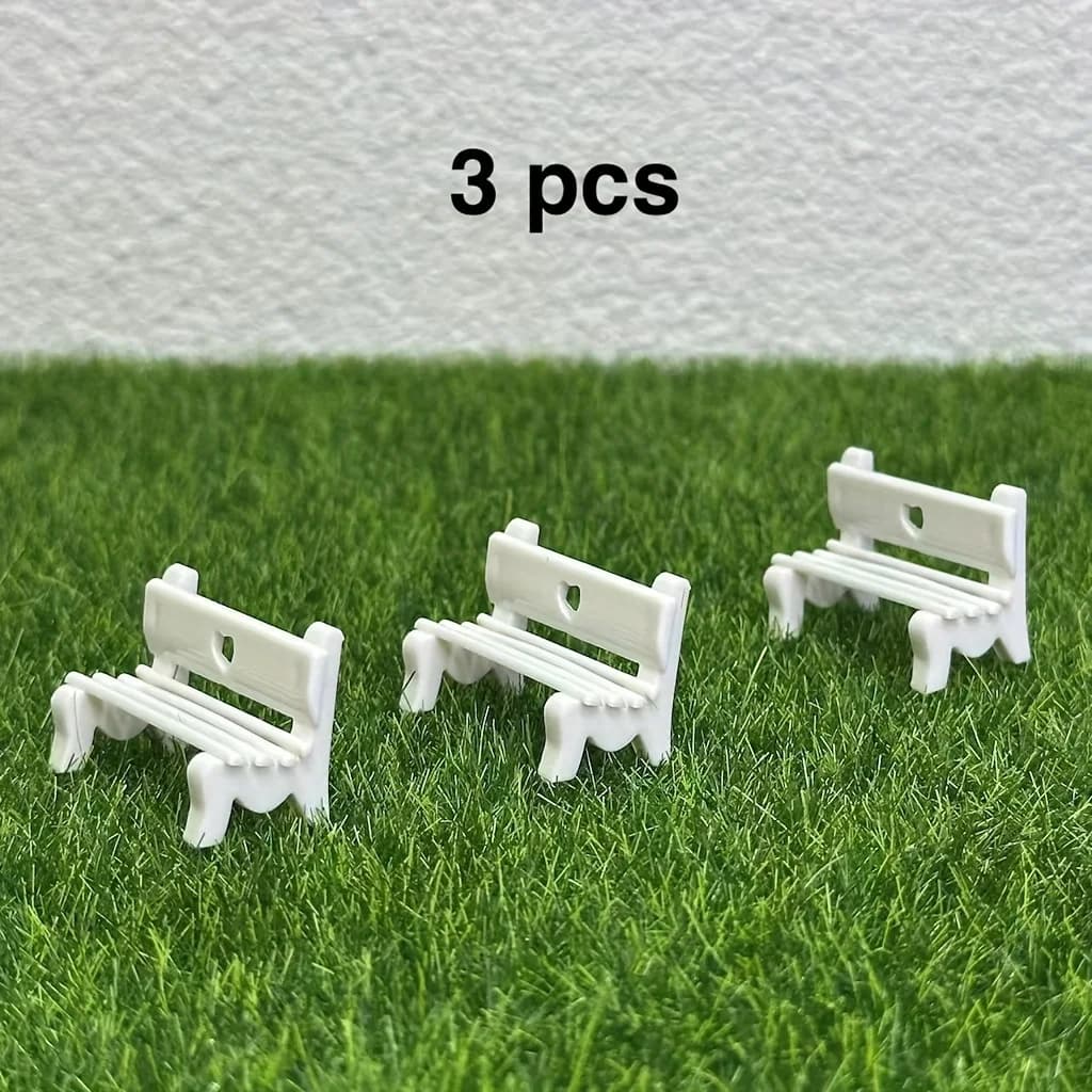 Banc blanc et clôtures en bois pour micro-paysage, ornements pour bac à sable, accessoires de photog