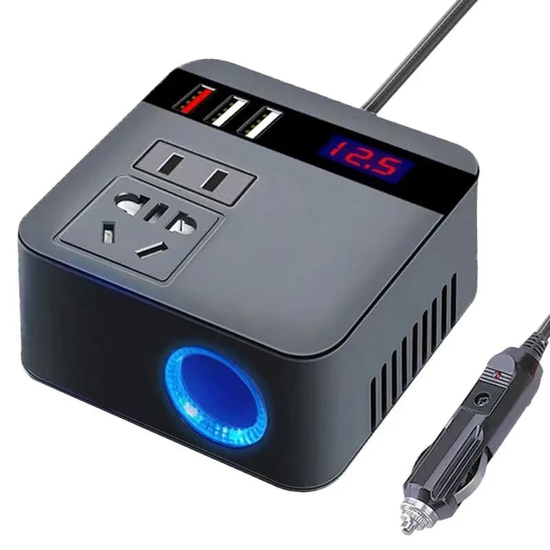Onduleur de voiture DC12V/24V à DC110V/220V 150W, prises d'affichage LED de pointe, adaptateurs d'on