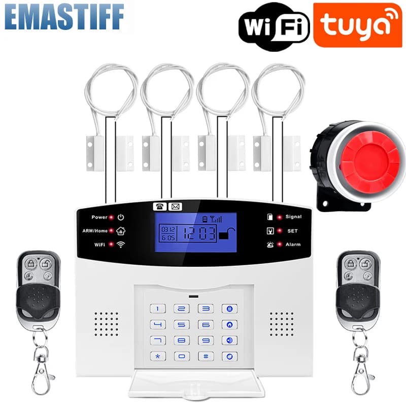 Système d'alarme de sécurité domestique WIFI GSM, avec détecteur de mouvement filaire et sans fil, a