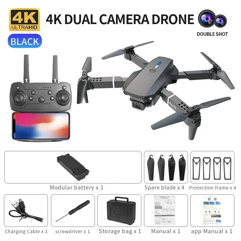 Mini drone RC E88 avec caméra HD 4K, WiFi FPV, quadrirotor pliable, idéal pour les enfants comme jou