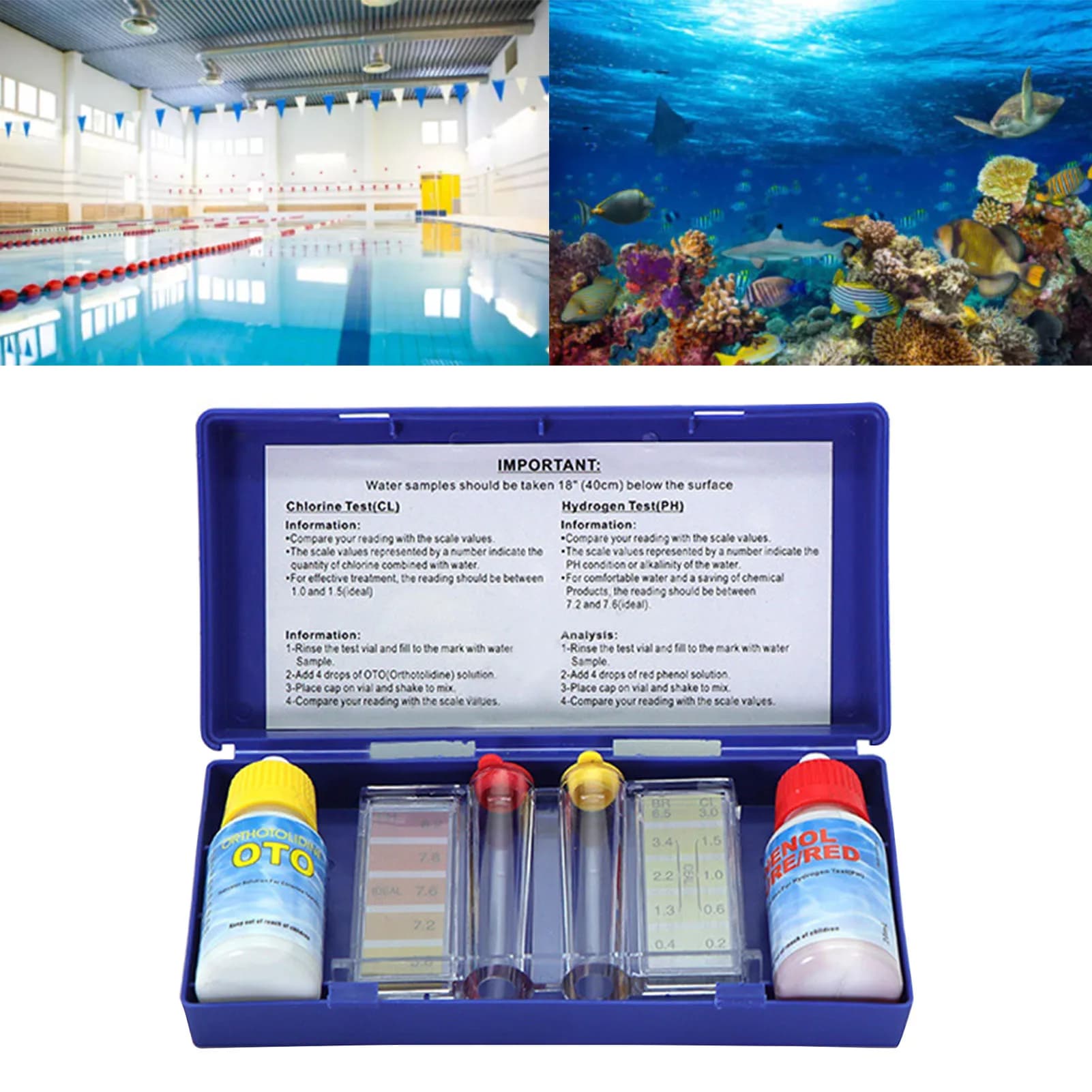 Solution de Test d'eau de poisson, Solution de Test de qualité de l'eau avec bande de Test, outil de
