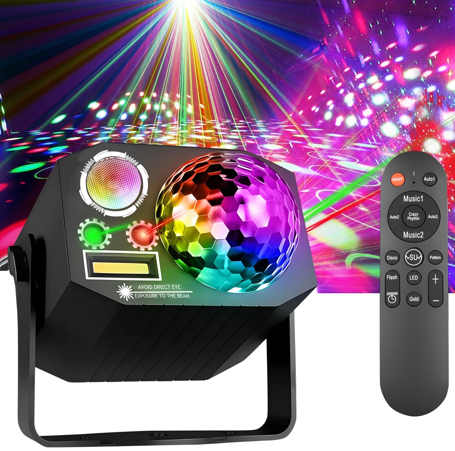 Lumières de fête, lumières disco DJ, boule disco, lumières stroboscopiques activées par le son, lumi
