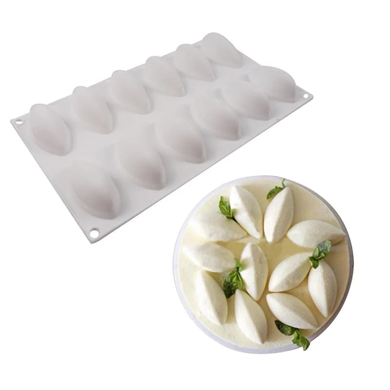 Nouveau 12 moule à Fondant cavité Silicone forme de gâteau Quenelle en forme de moule Mousse gâteau