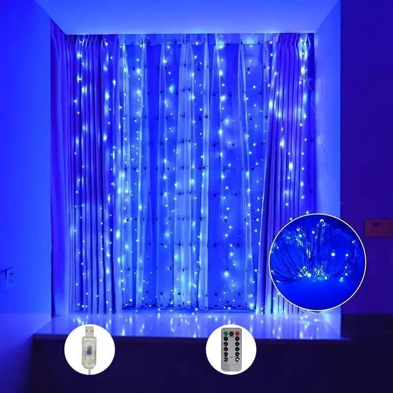 Décoration de noël pour la maison, USB, 8 Modes, guirlande lumineuse féerique, rideau lumineux LED a