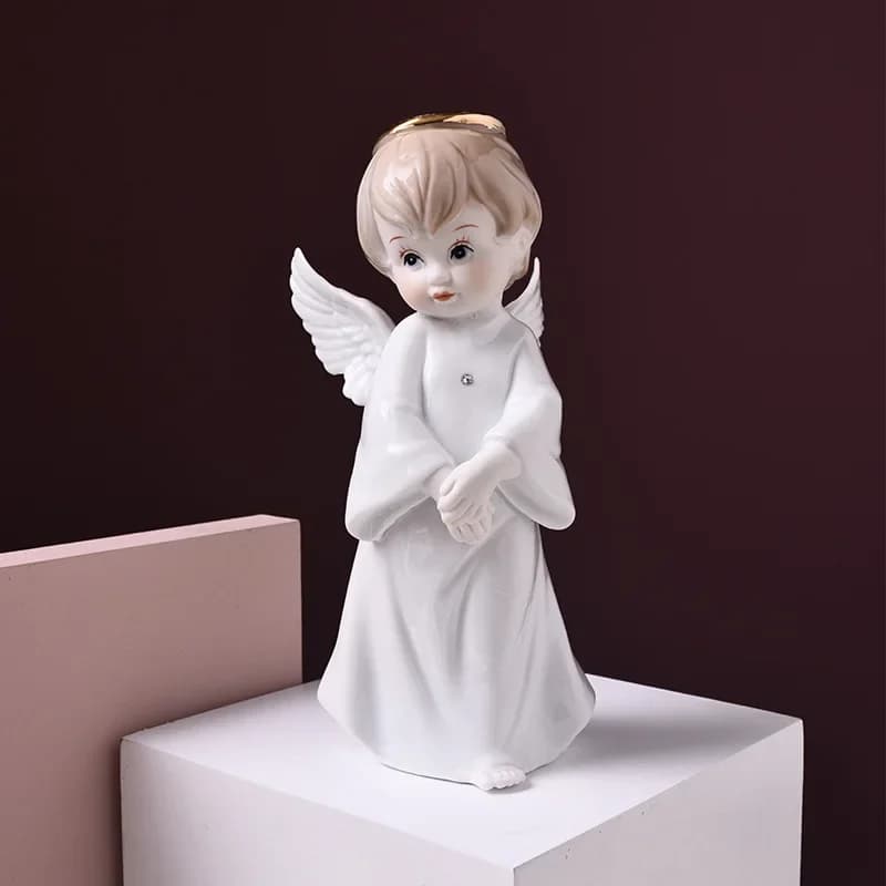 DegradGarden-Figurines européennes en céramique, joli ange, décor à la maison, mini-indicateur, four