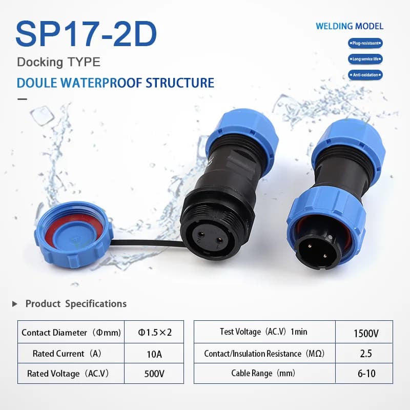 SP17 Type d'accueil de soudage prise d'aviation mâle femelle IP68 connecteur étanche 2/3/4/5/6/7/9/1
