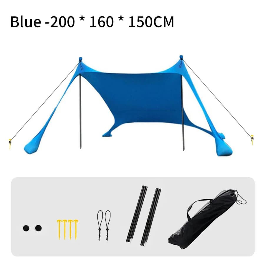 Abri de plage portable en sac de sable, auvent de camping extérieur, parasol facile à installer, ten