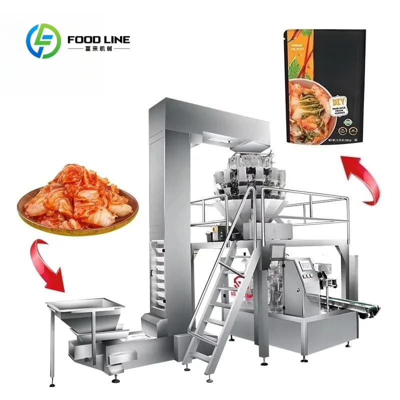 Machine d'emballage automatique personnalisée pour kimchi et cornichons, machine rotative d'emballag