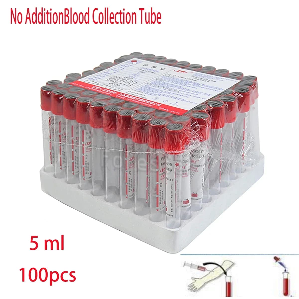 100 pièces collecte de sang sous vide vétérinaire sans additifs Tube PRF consommables de laboratoire