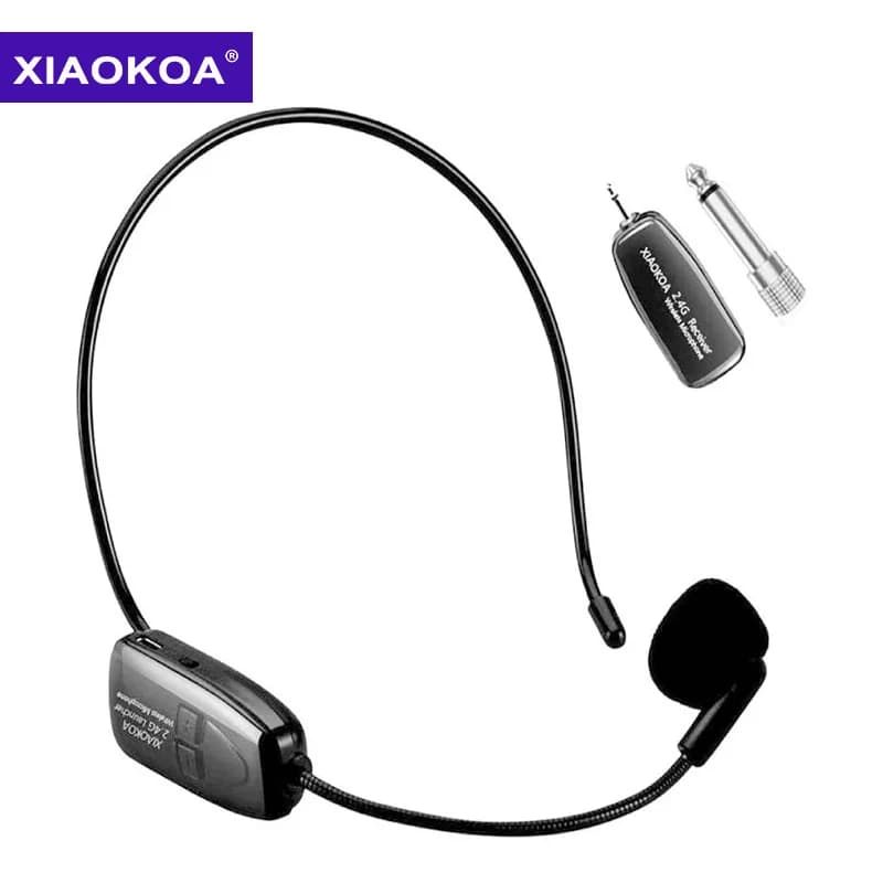 XIAOKOA 2.4G Microphone sans fil casque micro pour amplificateur vocal haut-parleur karaoké ordinate