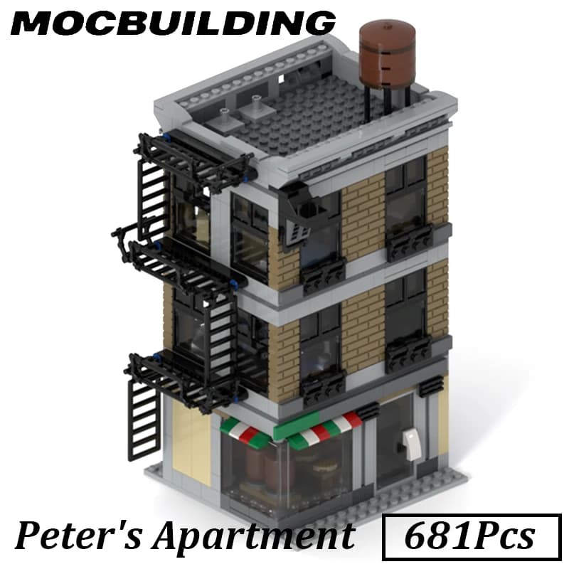 Décennie s de construction d'architecture de film d'appartement, briques modulaires MOC, vue sur la