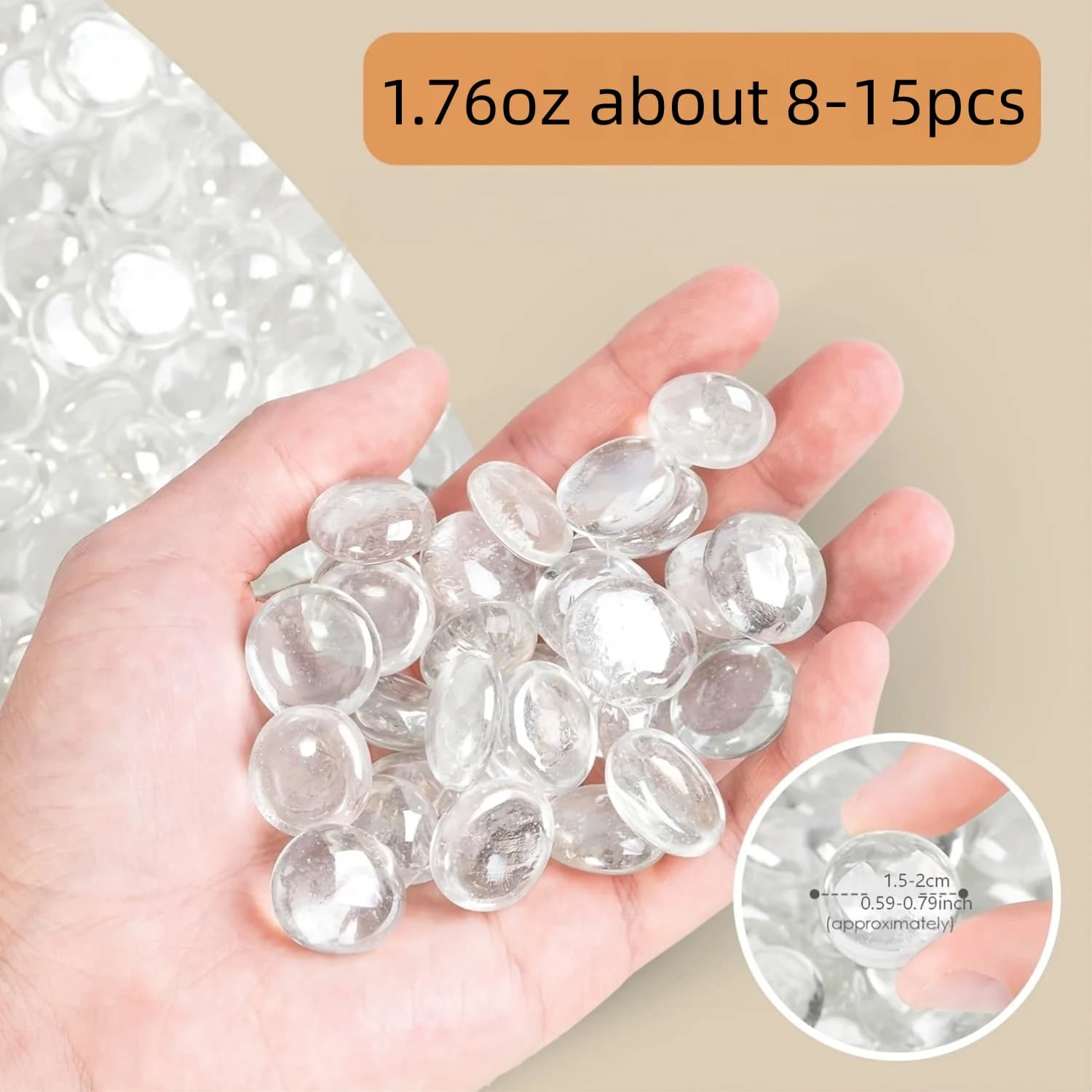 Billes de verre lisses et plates, blanches et transparentes, de 1,76/3,52/7,05 oz, pour vases, aquar