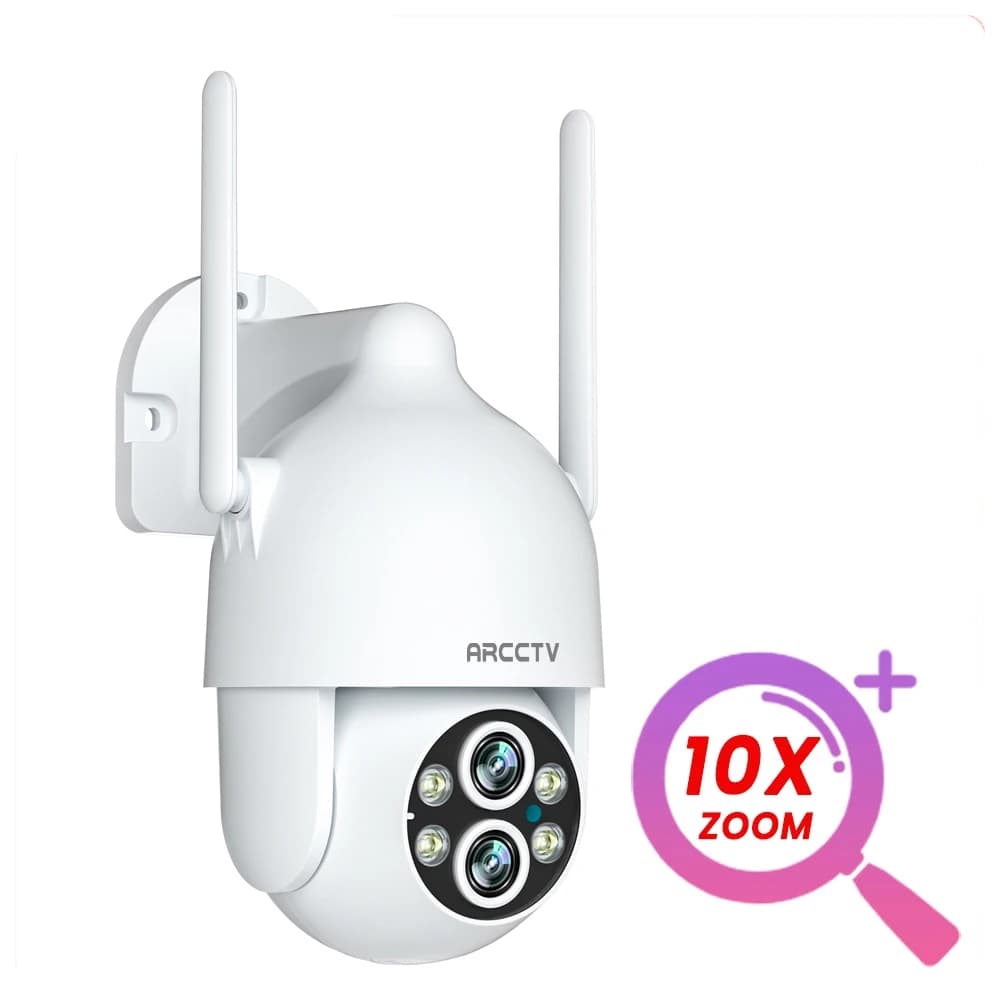 ARCCTV caméra de sécurité double objectif Zoom 10x 3K 6MP caméra WiFi extérieure Vision nocturne cou