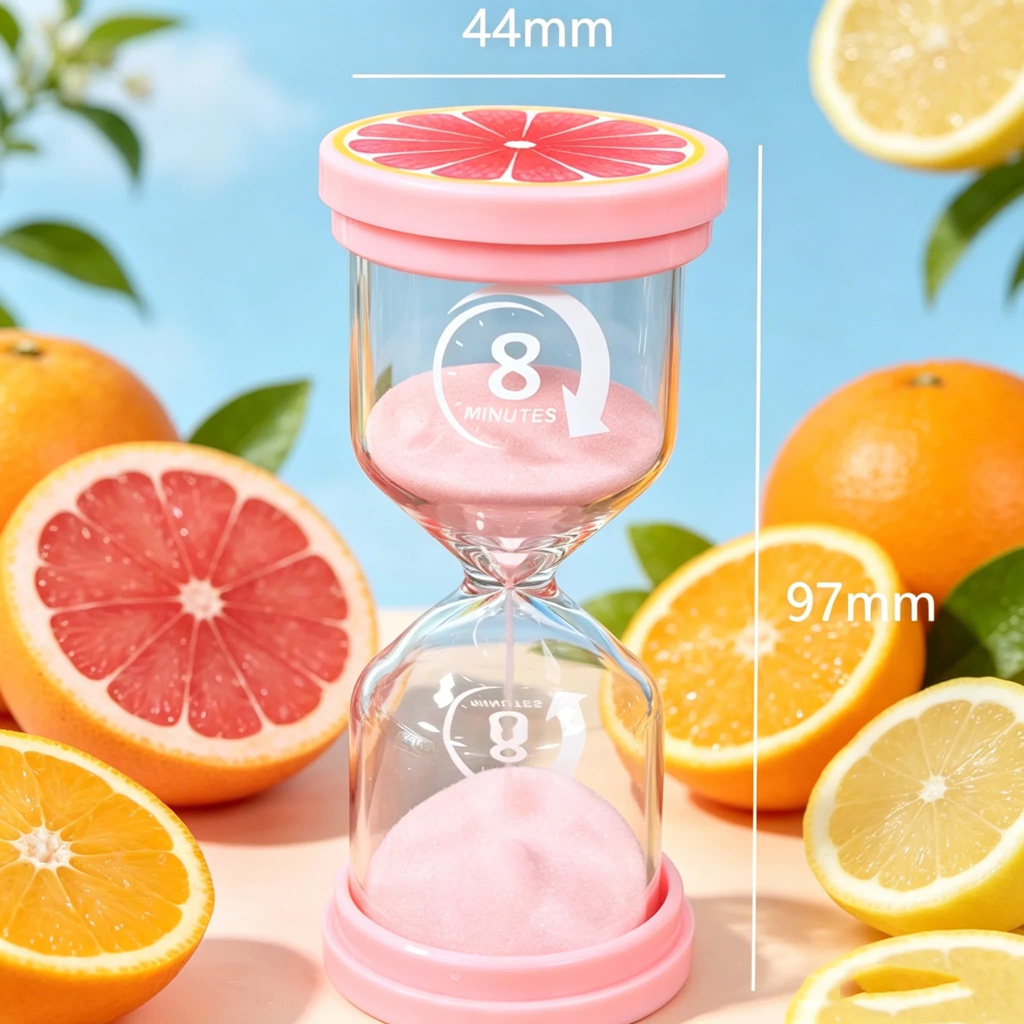 Minuteur en forme de fruit - 3/8/16/30 minutes, horloge à sable colorée, sans tic-tac, parfait pour