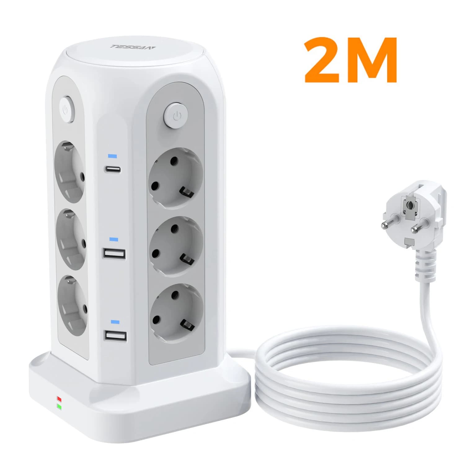 TESSAN multiprise à tour Multiple Protection contre les surtensions prise électrique avec 12 AC 6 US