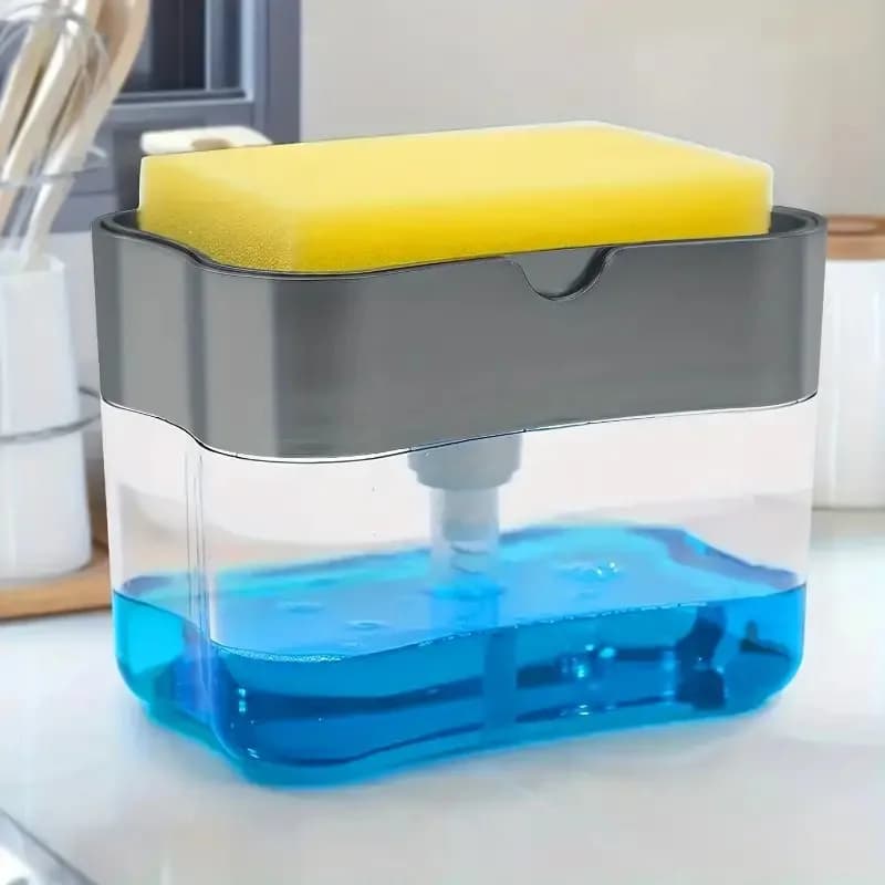 Distributeur de savon pour lave-vaisselle avec porte-éponges, fonctionnement manuel, presse à liquid