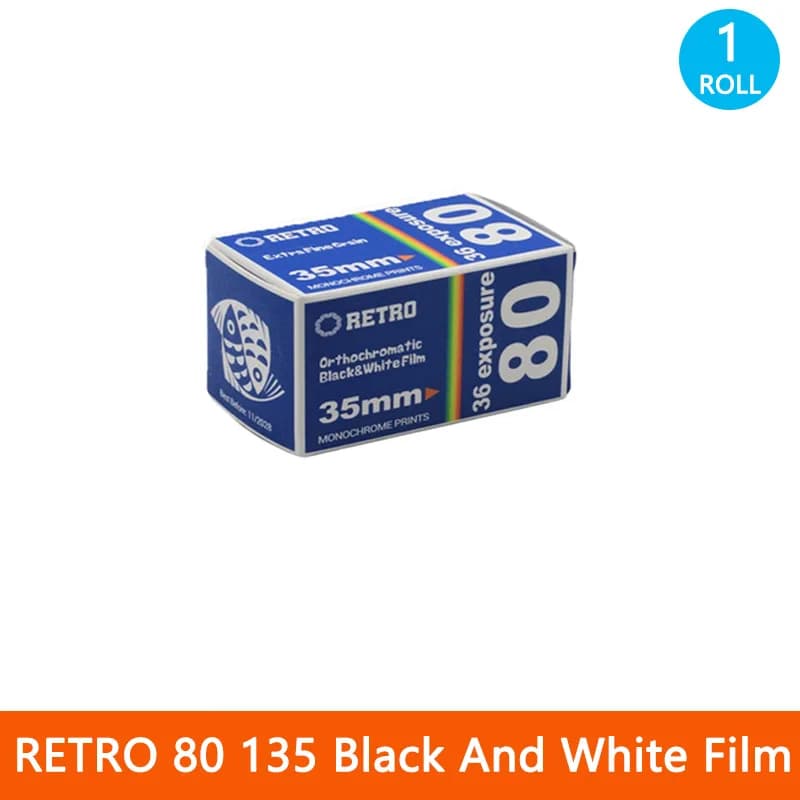 Film noir et blanc RÉTRO, film 35 mm RÉTRO, 1 à 10 rouleaux, ton ORTHOCHROMATIQUE, RÉTRO 80, 135 mm,