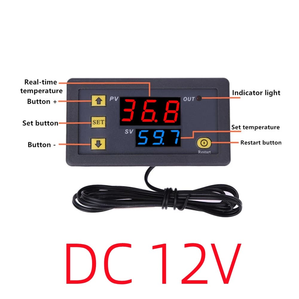 W3230 Mini régulateur de température numérique 12V 24V 220V régulateur de Thermostat chauffage refro