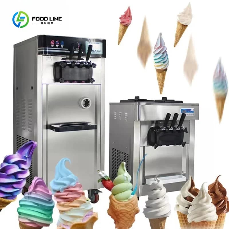 Machine à crème glacée commerciale avec écran LED, auto-nettoyante, 3 saveurs, pour yaourt glacé, id