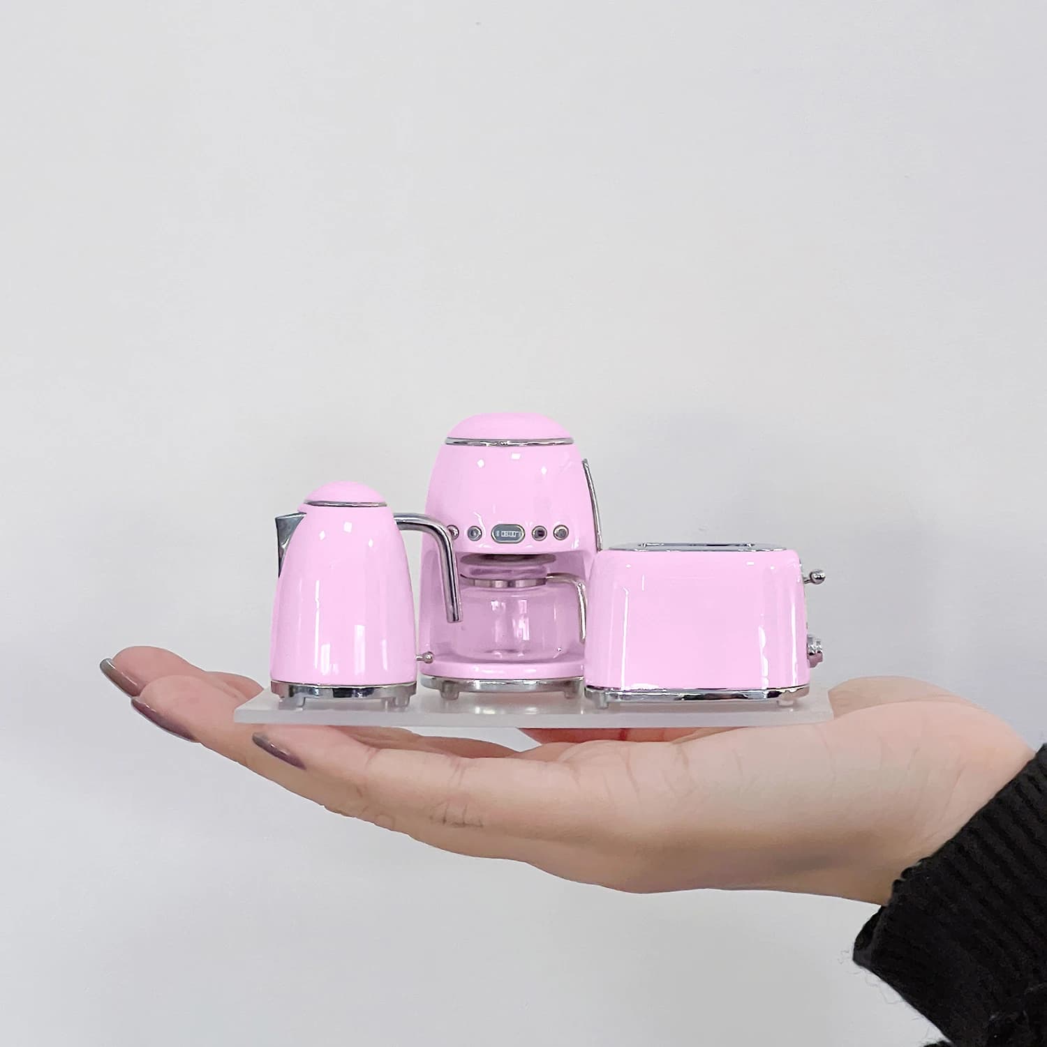 Maison de poupée modèle 1:6, ensemble de 3 petits appareils de cuisine, décor de cafetière, bouilloi