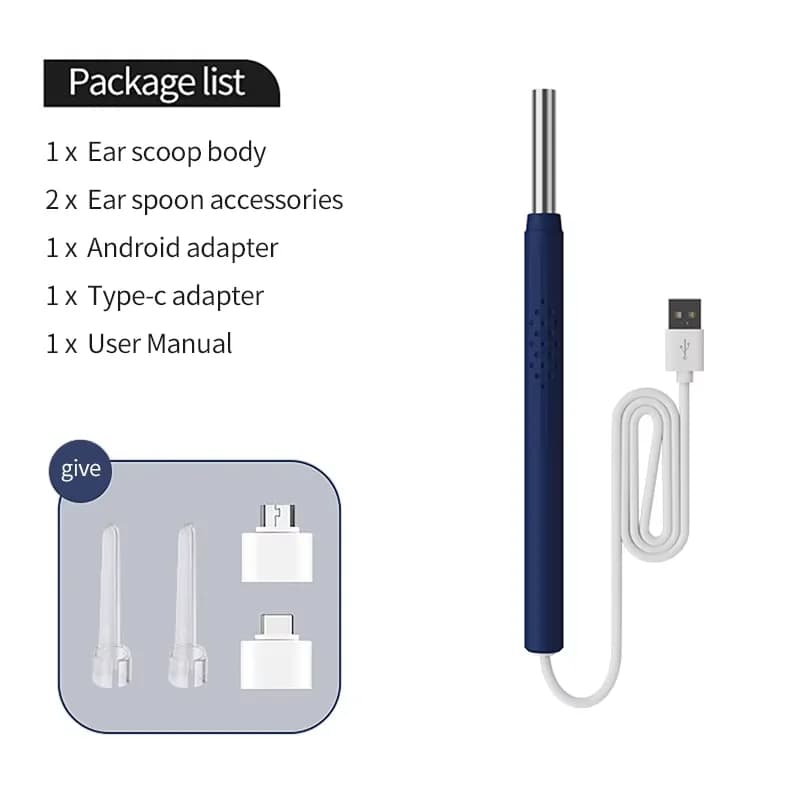 Outil de nettoyage d'oreilles avec caméra 3-en-1, otoscope visuel Android, mini-caméra endoscope USB