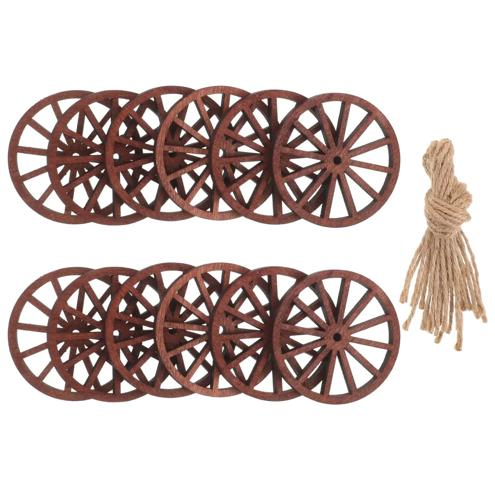 Pendentif rétro en bois, 12 pièces, décorations de chariot, roues de chariot, ornements occidentaux